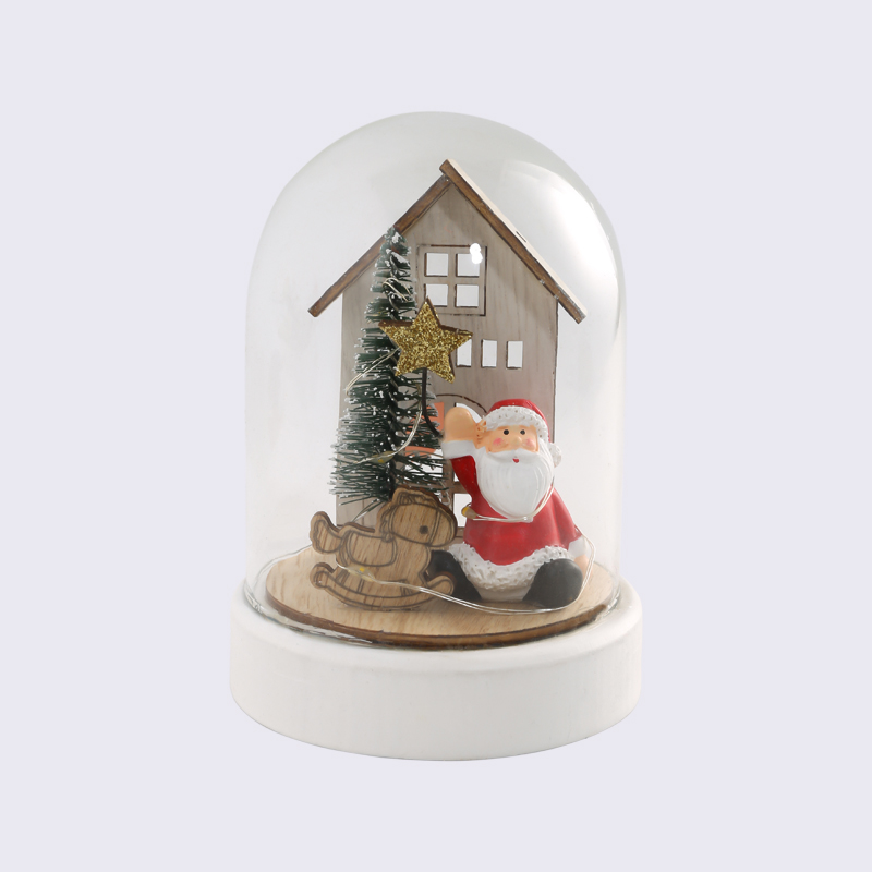 Santa Claus Christmas Tree Gift House Light Wire Glass Cover Craft Decoration
