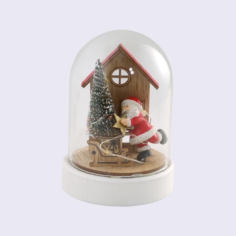 Santa Claus Christmas Tree Gift House Light Wire Glass Cover Craft Decoration