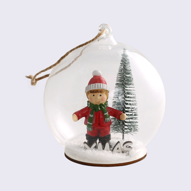 Creative Resin Children'S Snow Scene Christmas Tree Glass Painted Pendant