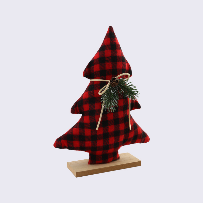 Pine Needles And Pine Cones Christmas Classic Plaid Christmas Tree Plaid Cloth Stuffed Cotton Ornaments