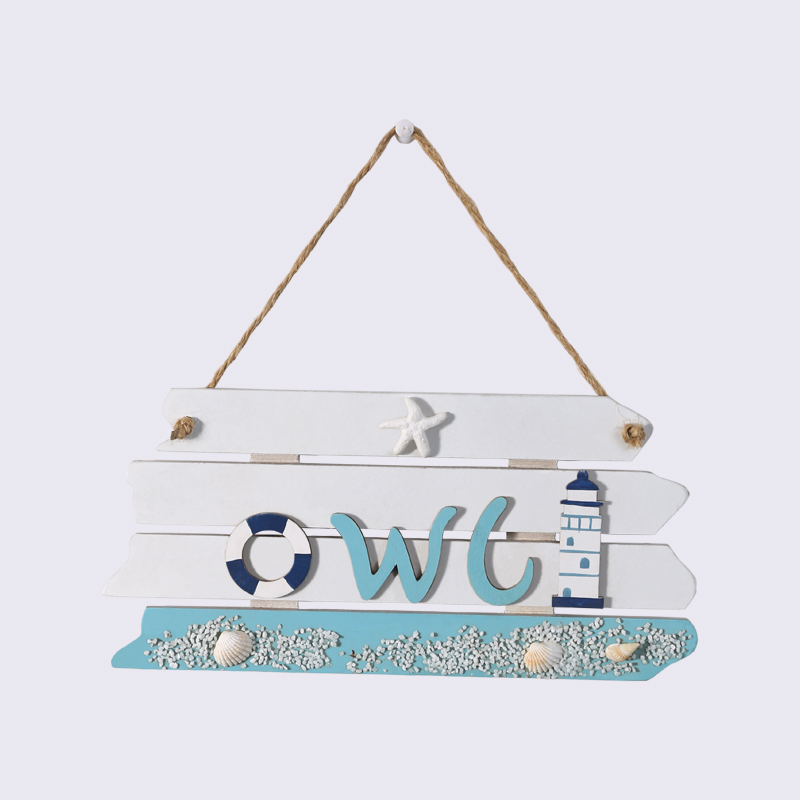 Beach Ocean Wind Lighthouse Style Toilet Indicator Hanging Board