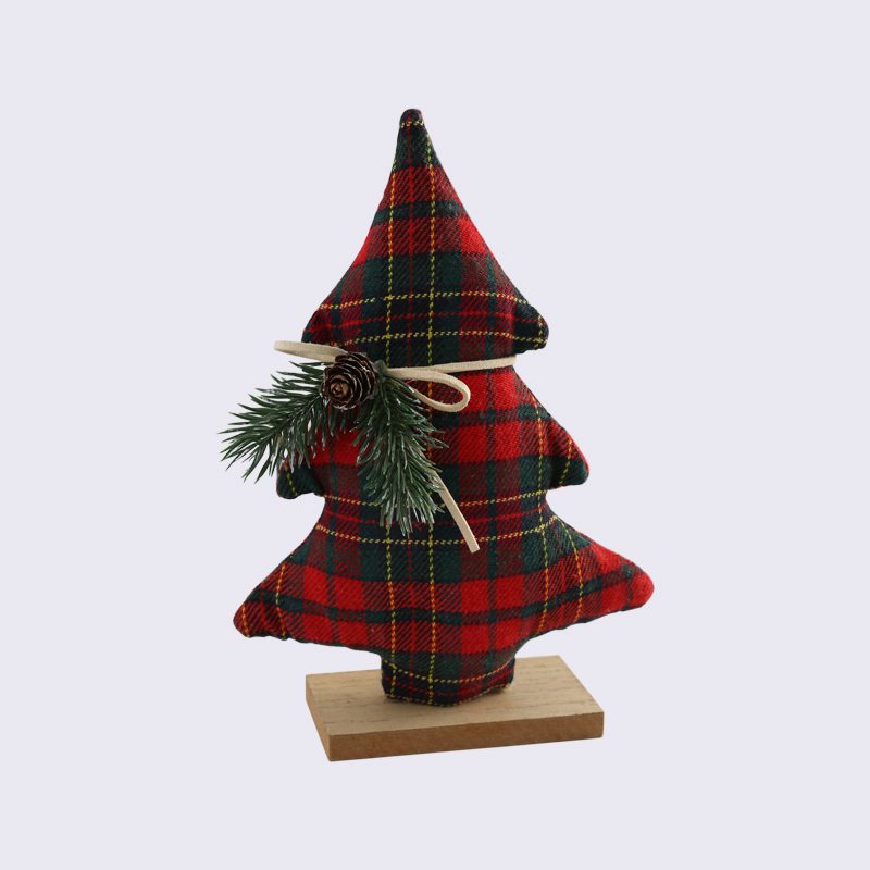 Pine Needles And Pine Cones Christmas Classic Plaid Christmas Tree Plaid Cloth Stuffed Cotton Ornaments