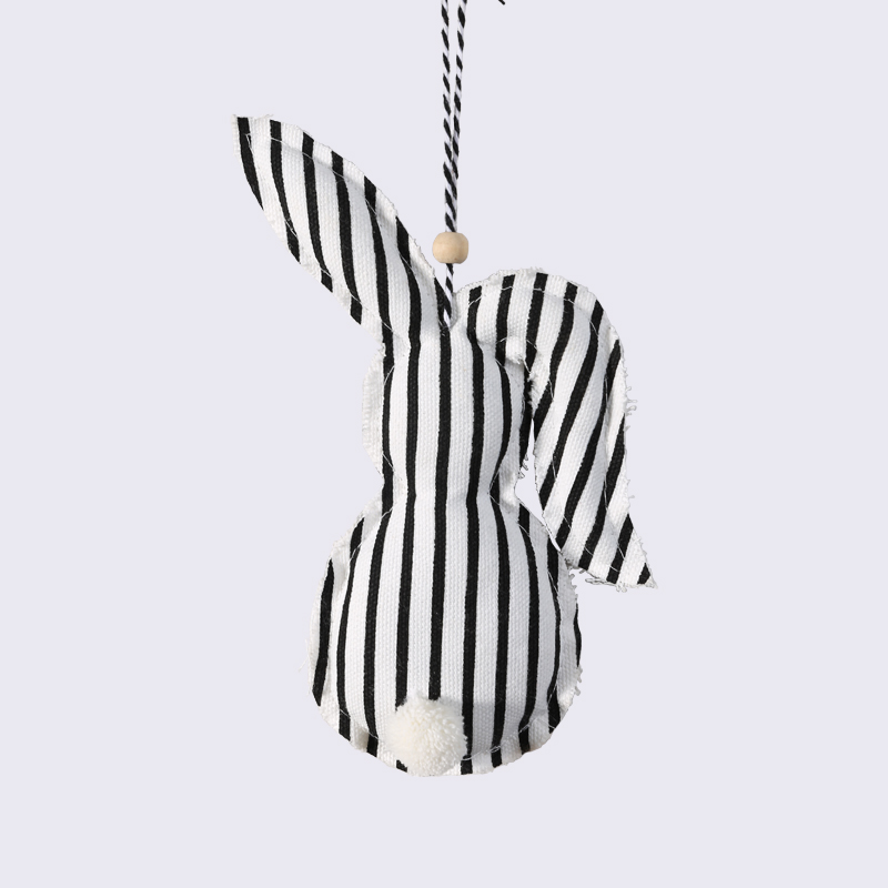 Fabric Easter Striped Polka Dot Black And White Color Matching Rabbit Cloth Pendant
