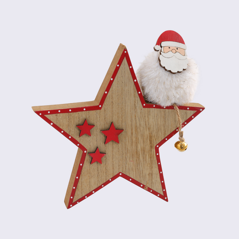 Santa Claus Five-Pointed Star Shape Creative Wooden Ornaments