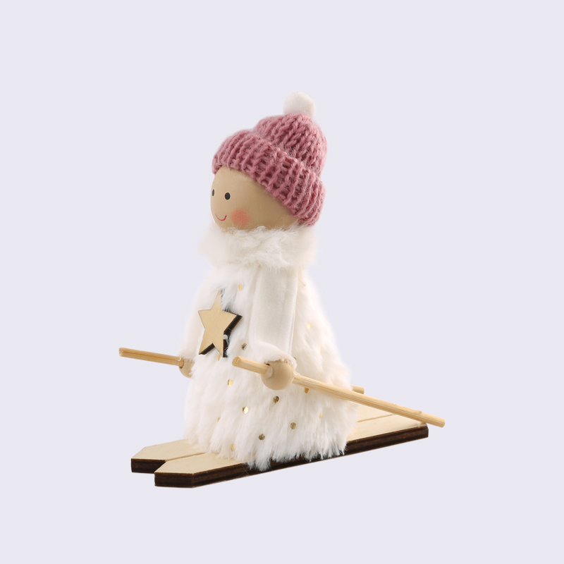 Christmas Wooden Cute Girl Skiing Sleigh Ornaments