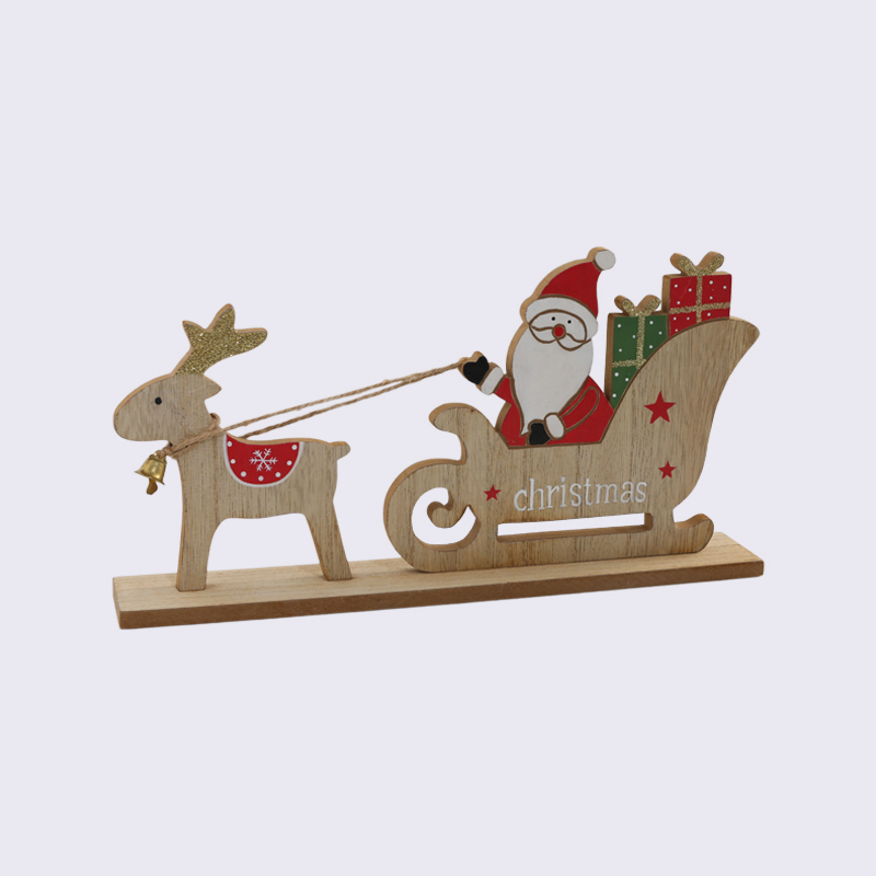 Cute Christmas Gifts Elk Sleigh Wooden Ornaments