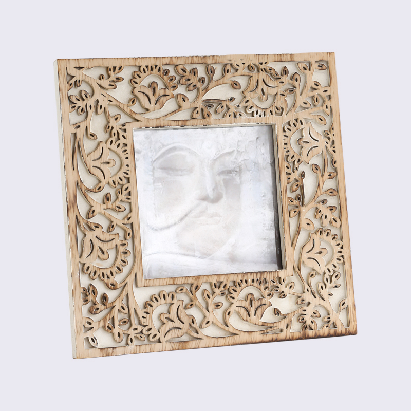 原木色原木镂空雕刻相框装饰工艺品
