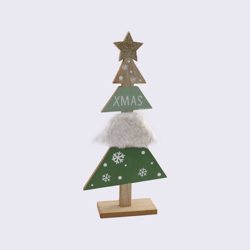 Wooden Plush Fresh Christmas Tree Shape Christmas Ornaments