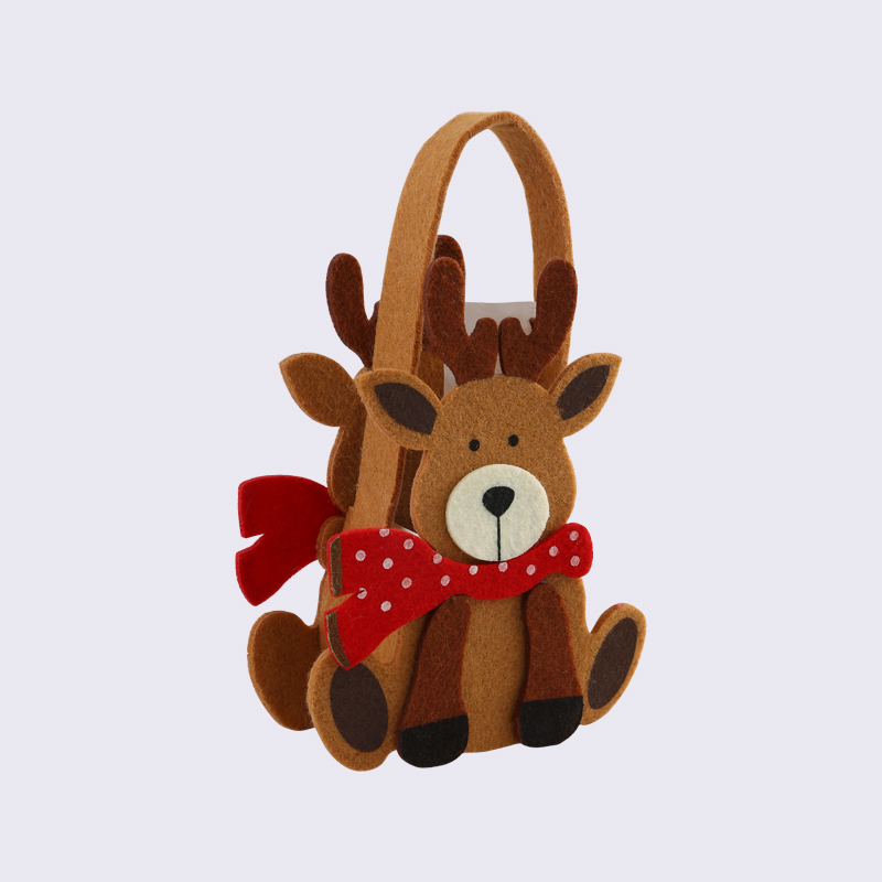 Elk Red Scarf Three-Dimensional Felt Cute Candy Non-Woven Bag