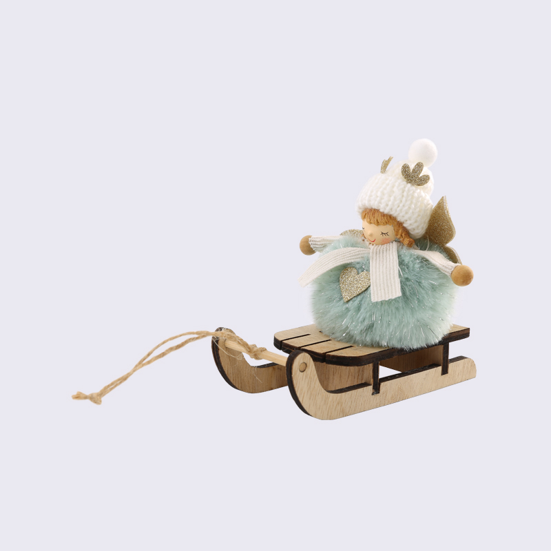 Plush Cute Angel Playing With Sleigh Gift Ornaments